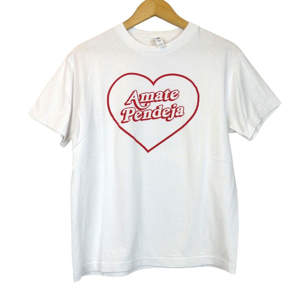 Amate Pendeja Graphic T Shirt Womens M White 100% Cotton Heart Tee by La Beks